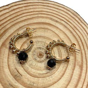 DaVella Collections Discreta Hoop Earrings Black Mud Oaxaca Mexican Jewelry